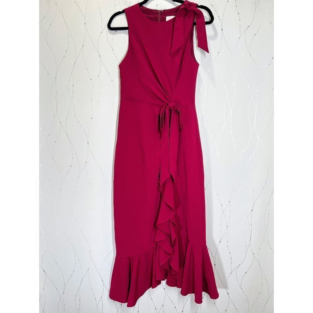 Cinq a Sept Maroon Dark Pink Nanon Tulip Midi Dress $450 - Picture 4 of 16